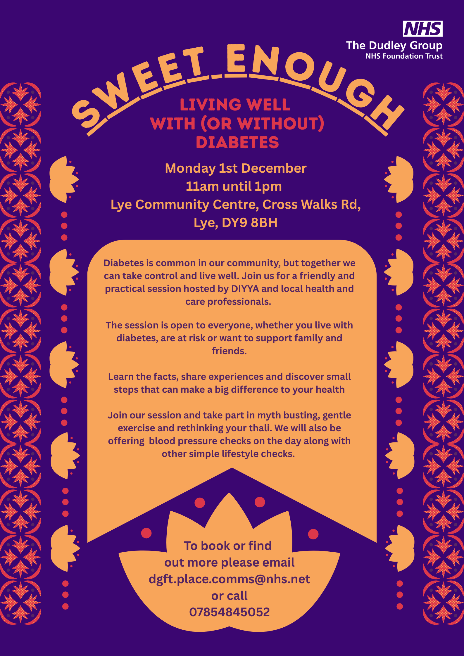 Lye Community Centre - Sweet Enough,  Living Well with (or without) Diabetes